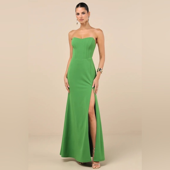 Lulus Dresses & Skirts - Lulus Passionate Admiration Green Strapless Bustier Maxi Dress - Size S